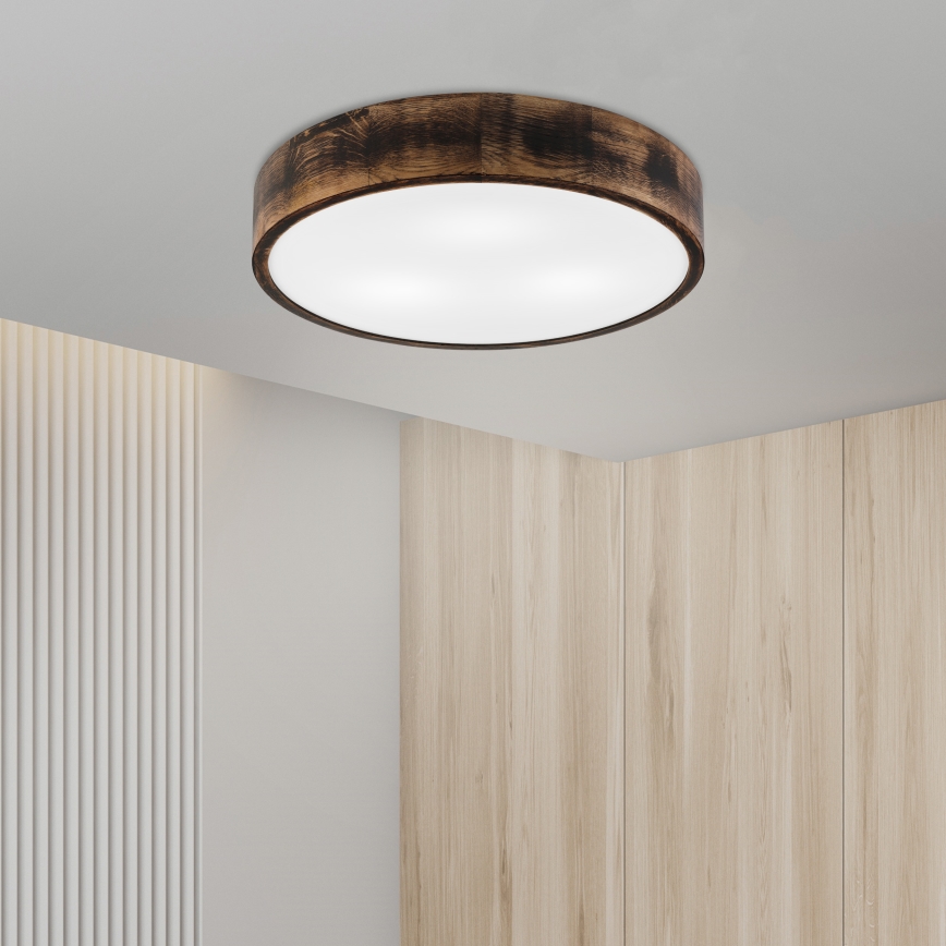 Plafón OAK SMOKY 3xE27/15W/230V ø 47,5 cm roble/marón oscuro