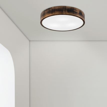 Plafón OAK SMOKY 3xE27/15W/230V ø 47,5 cm roble/marón oscuro