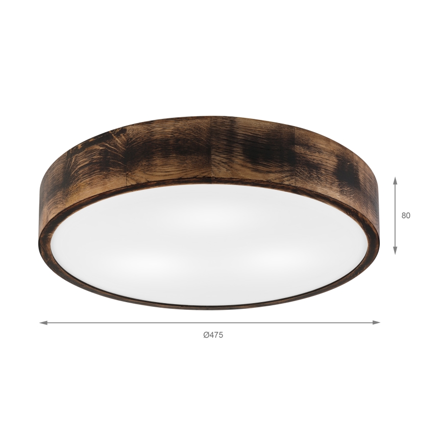 Plafón OAK SMOKY 3xE27/15W/230V ø 47,5 cm roble/marón oscuro