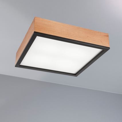 Plafón OAK SQUARE 4xE27/15W/230V 39x39 cm roble/negro