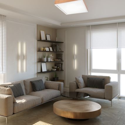 Plafón OAK SQUARE 4xE27/15W/230V 48x48 cm roble/blanco