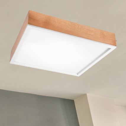 Plafón OAK SQUARE 4xE27/15W/230V 48x48 cm roble/blanco