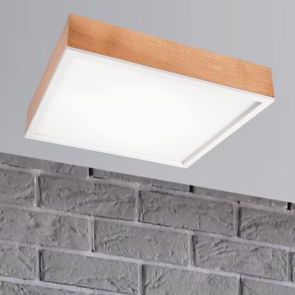 Plafón OAK SQUARE 4xE27/15W/230V 48x48 cm roble/blanco