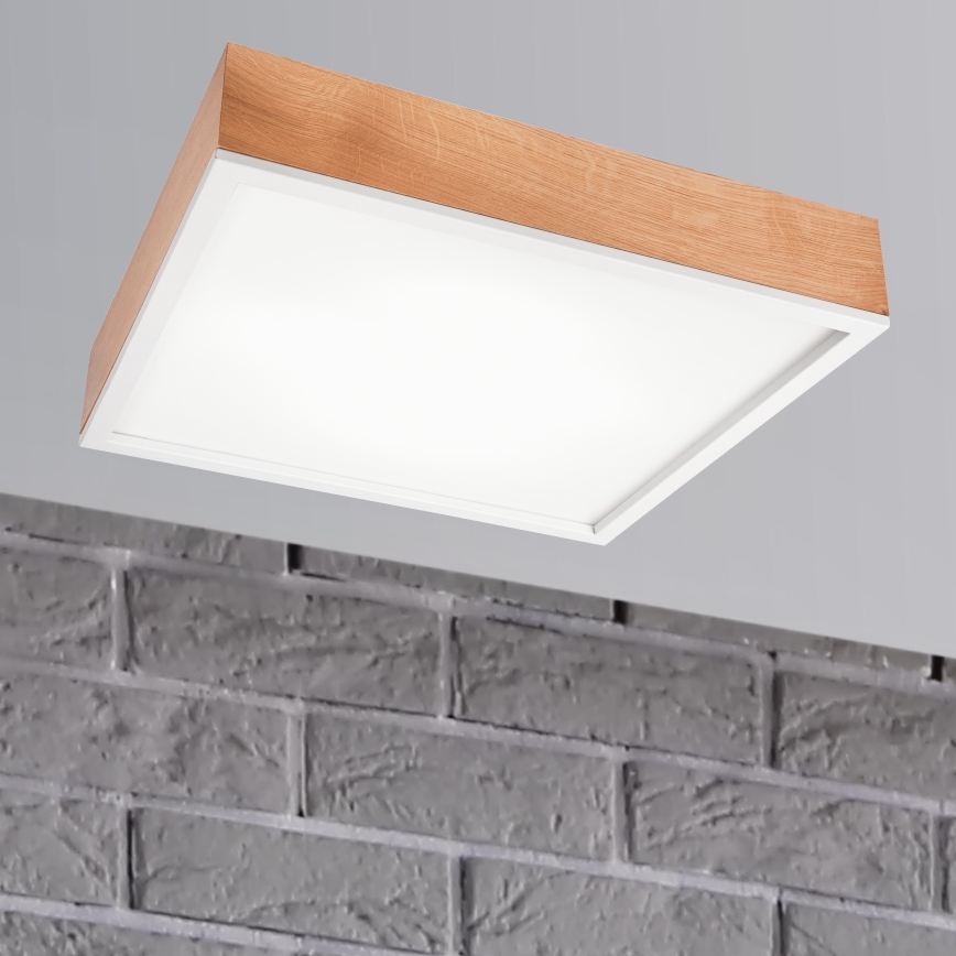 Plafón OAK SQUARE 4xE27/15W/230V 48x48 cm roble/blanco