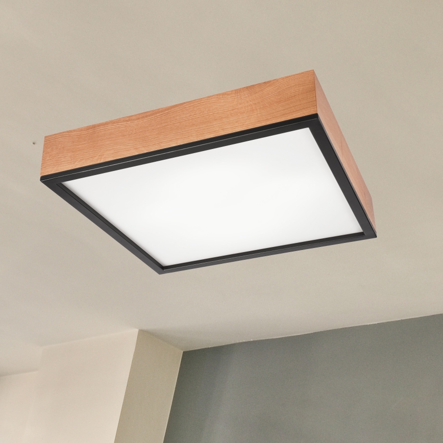 Plafón OAK SQUARE 4xE27/15W/230V 48x48 cm roble/negro