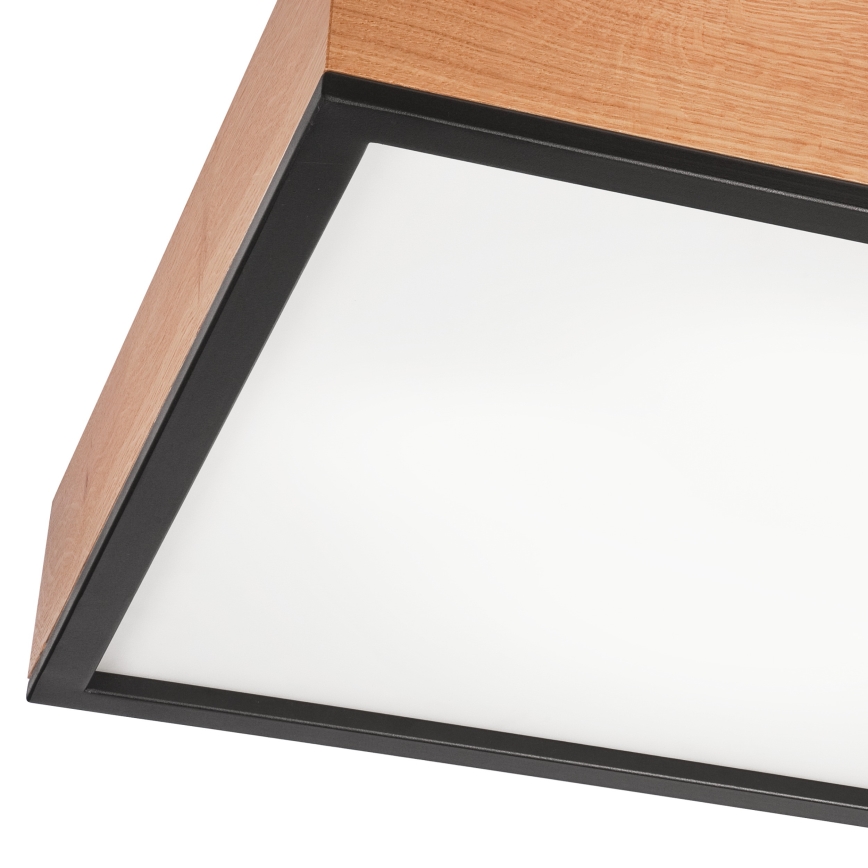 Plafón OAK SQUARE 4xE27/15W/230V 48x48 cm roble/negro