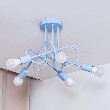 Plafón OXFORD 5xE27/15W/230V azul