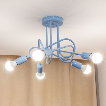 Plafón OXFORD 5xE27/15W/230V azul