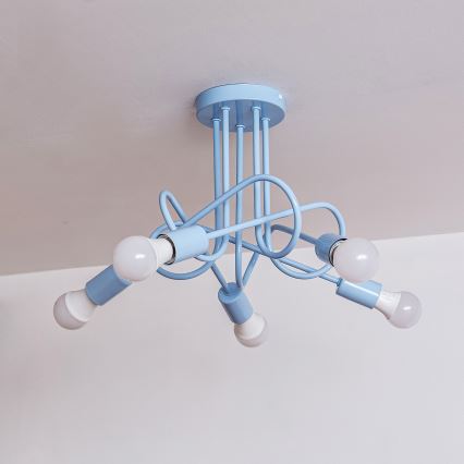 Plafón OXFORD 5xE27/15W/230V azul