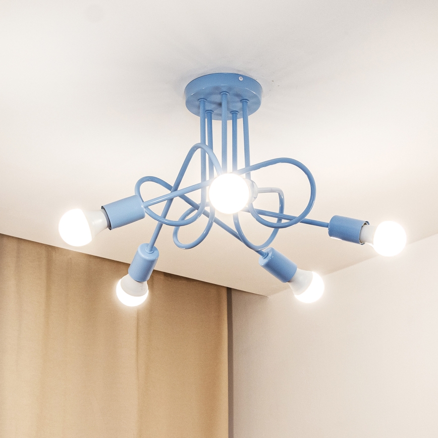 Plafón OXFORD 5xE27/15W/230V azul