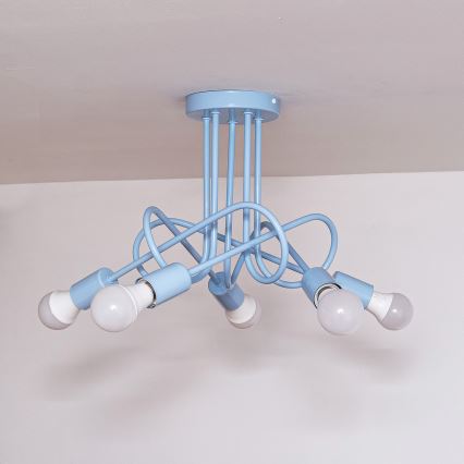 Plafón OXFORD 5xE27/15W/230V azul