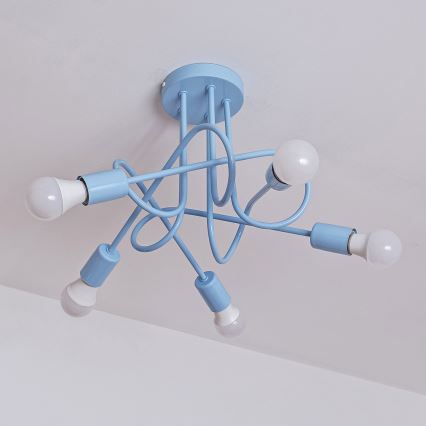 Plafón OXFORD 5xE27/15W/230V azul