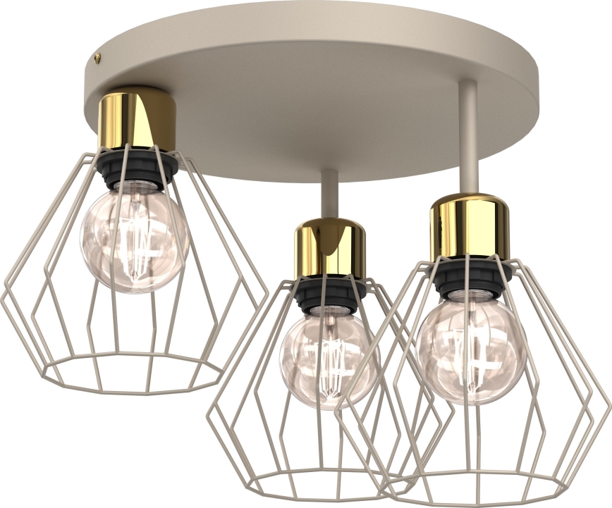 Plafón PARKLA 3xE27/15W/230V beige/dorado