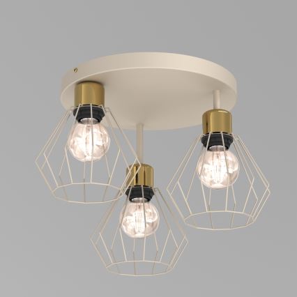 Plafón PARKLA 3xE27/15W/230V beige/dorado
