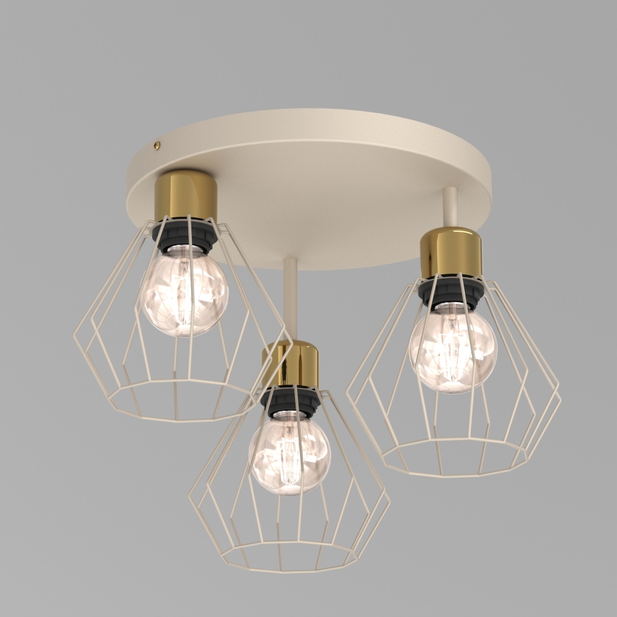 Plafón PARKLA 3xE27/15W/230V beige/dorado