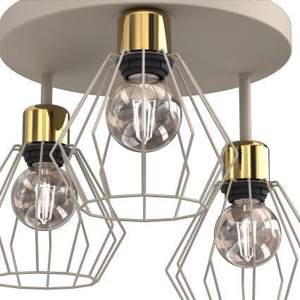 Plafón PARKLA 3xE27/15W/230V beige/dorado