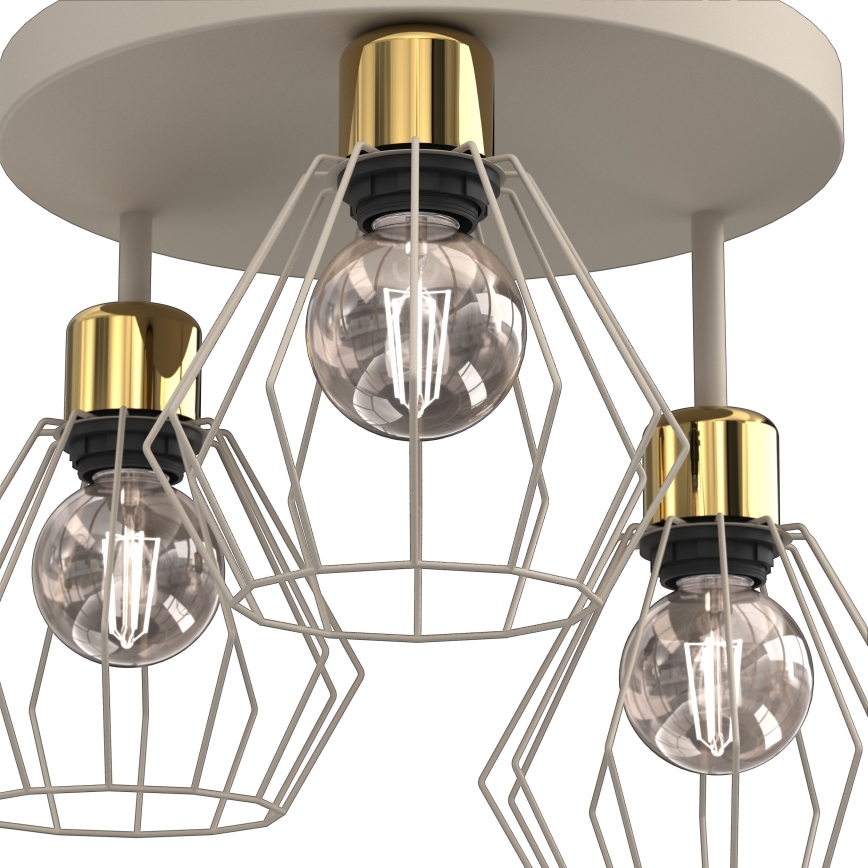Plafón PARKLA 3xE27/15W/230V beige/dorado