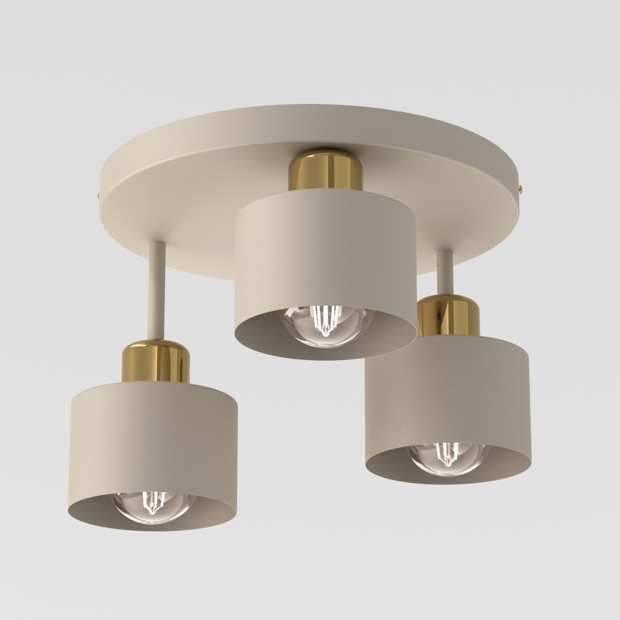 Plafón PARKLA 3xE27/15W/230V beige/dorado
