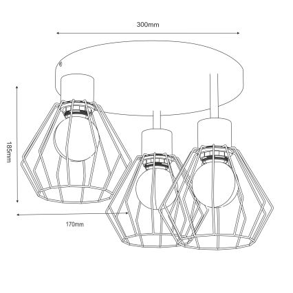 Plafón PARKLA 3xE27/15W/230V beige