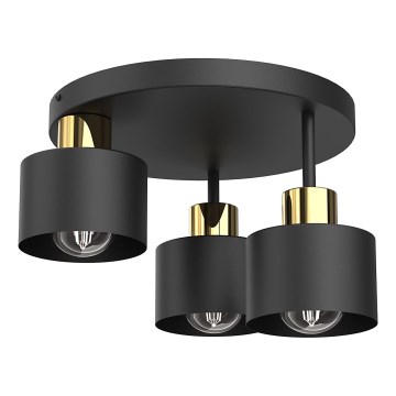 Plafón PARKLA 3xE27/15W/230V negro/dorado