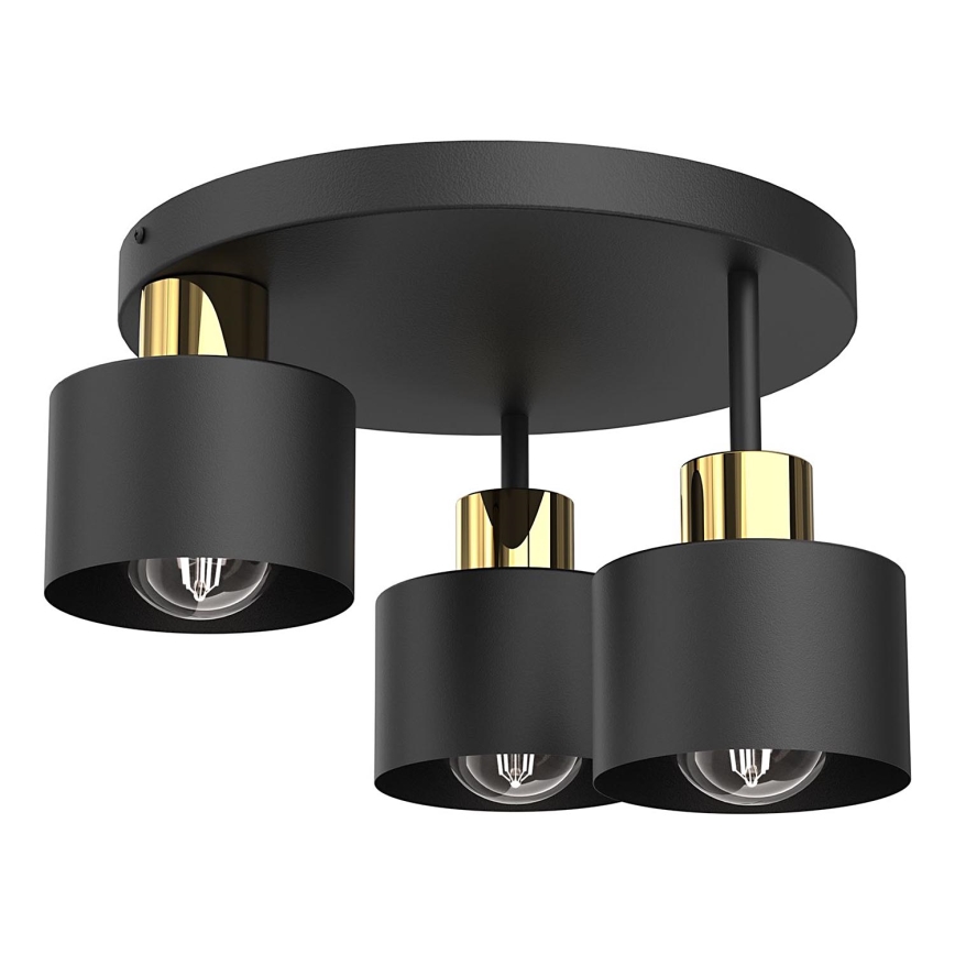 Plafón PARKLA 3xE27/15W/230V negro/dorado