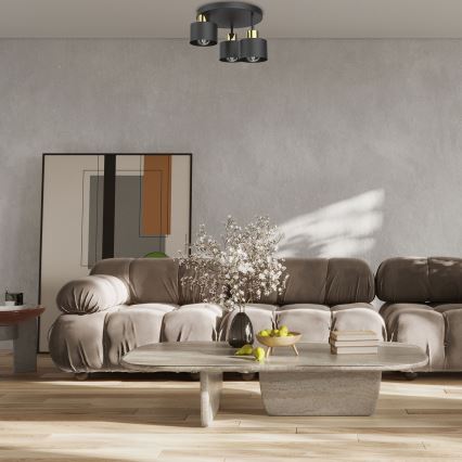 Plafón PARKLA 3xE27/15W/230V negro/dorado