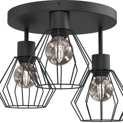 Plafón PARKLA 3xE27/15W/230V negro