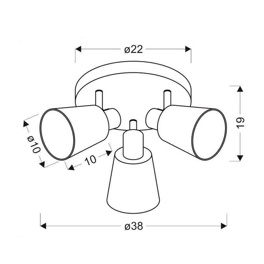 Plafón PIN 3xE14/40W/230V