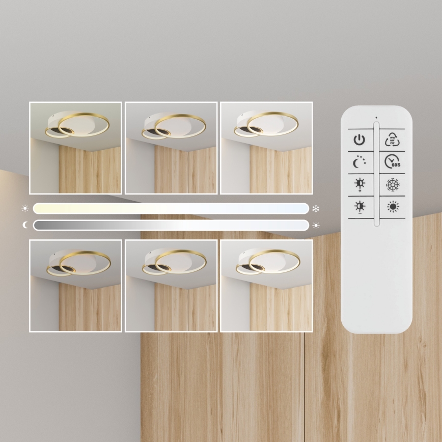 Plafón regulable BENITO LED/31W/230V 3000-6500K blanco/dorado