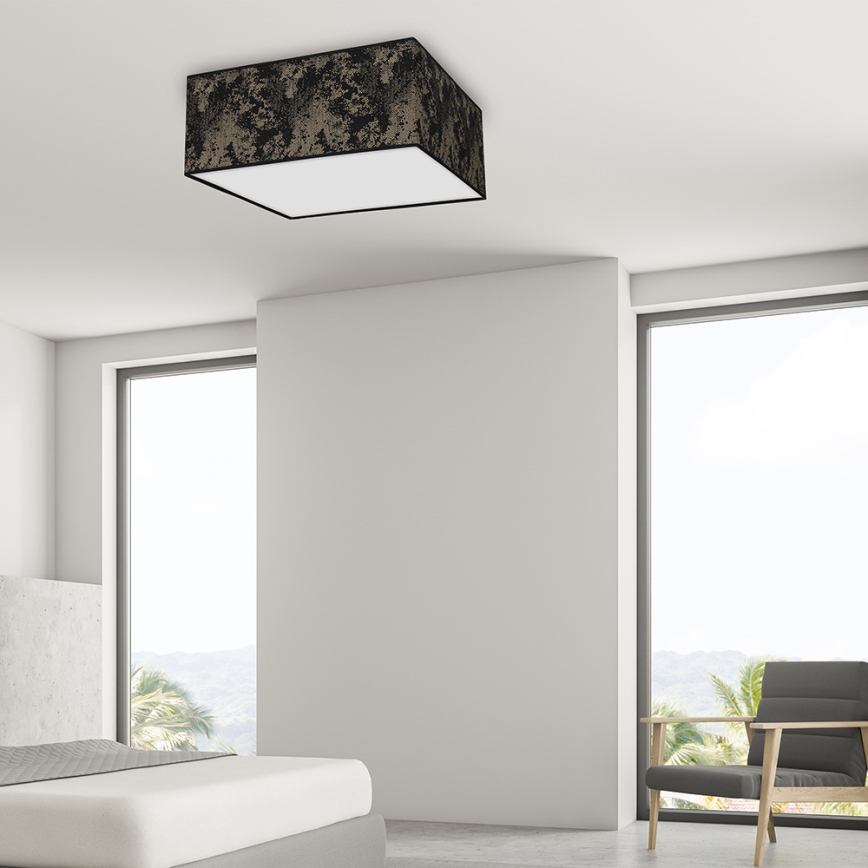 Plafón SATINO 3xE27/60W/230V negro/dorado