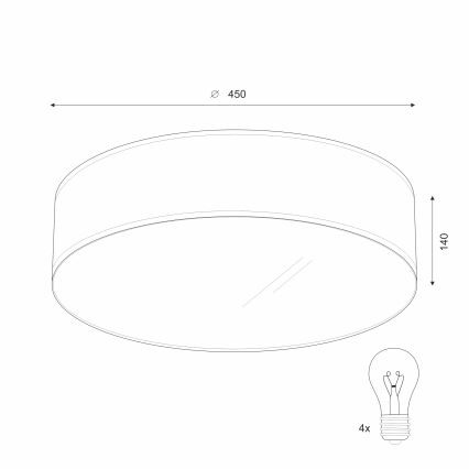Plafón SIRJA DOUBLE 4xE27/15W/230V diá. 45 cm color crema