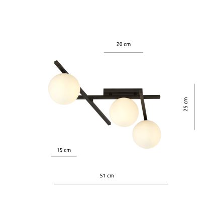 Plafón SMART 3xE14/10W/230V negro/blanco