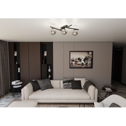 Plafón SMART 3xE14/10W/230V negro/gris