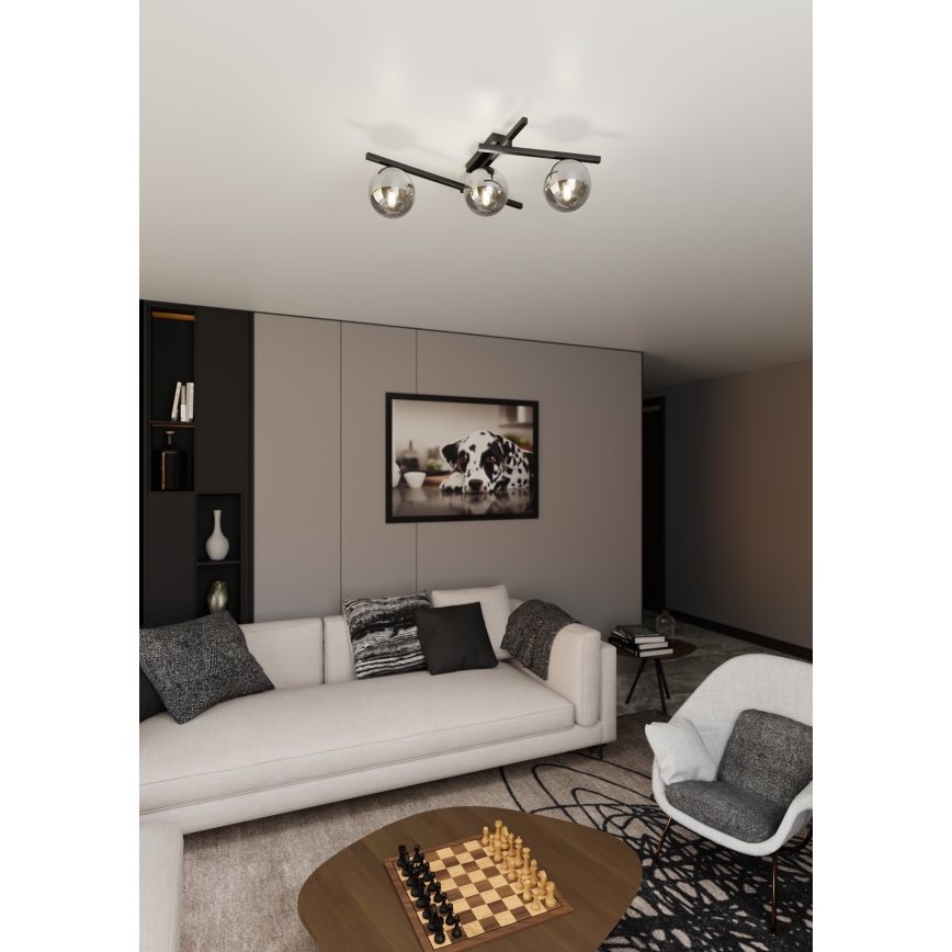 Plafón SMART 3xE14/10W/230V negro/gris