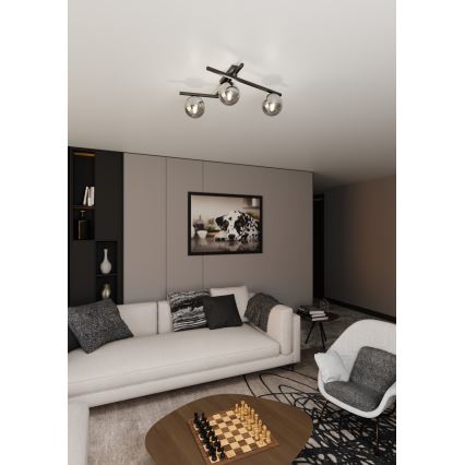 Plafón SMART 3xE14/10W/230V negro/gris