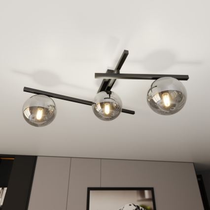 Plafón SMART 3xE14/10W/230V negro/gris