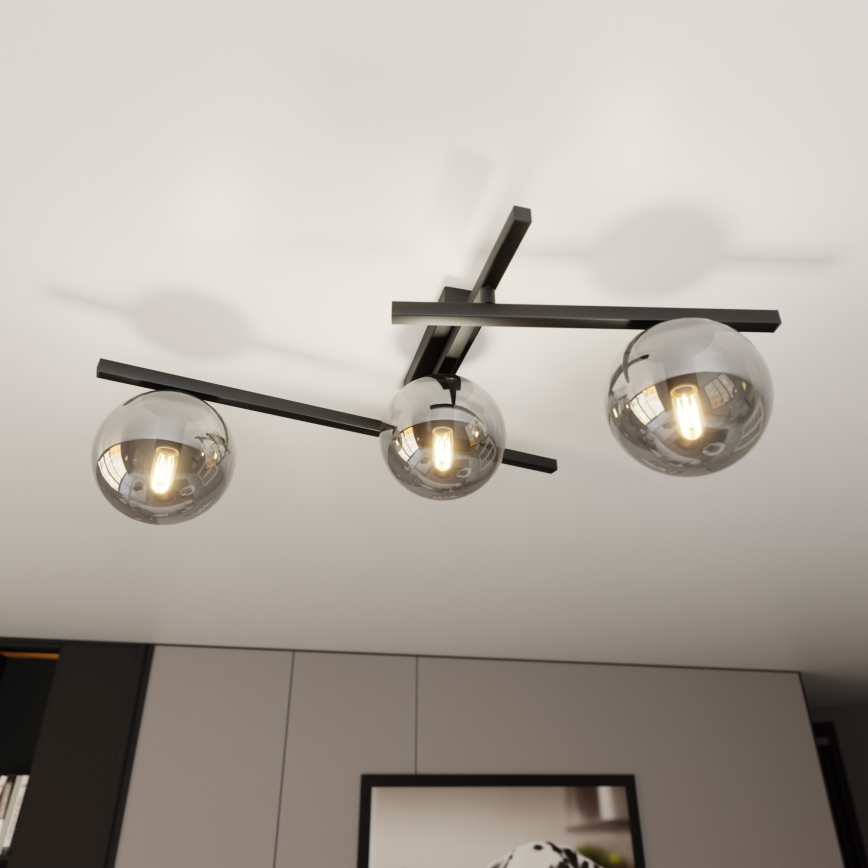Plafón SMART 3xE14/10W/230V negro/gris