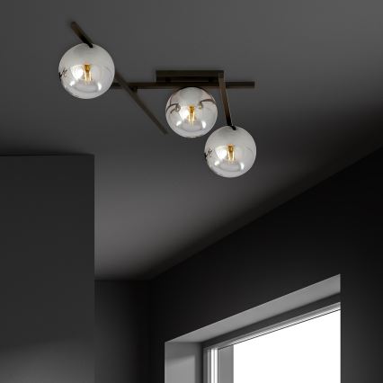 Plafón SMART 3xE14/10W/230V negro/gris