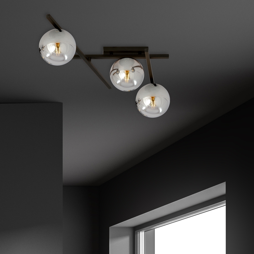 Plafón SMART 3xE14/10W/230V negro/gris