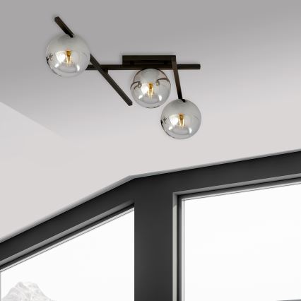 Plafón SMART 3xE14/10W/230V negro/gris