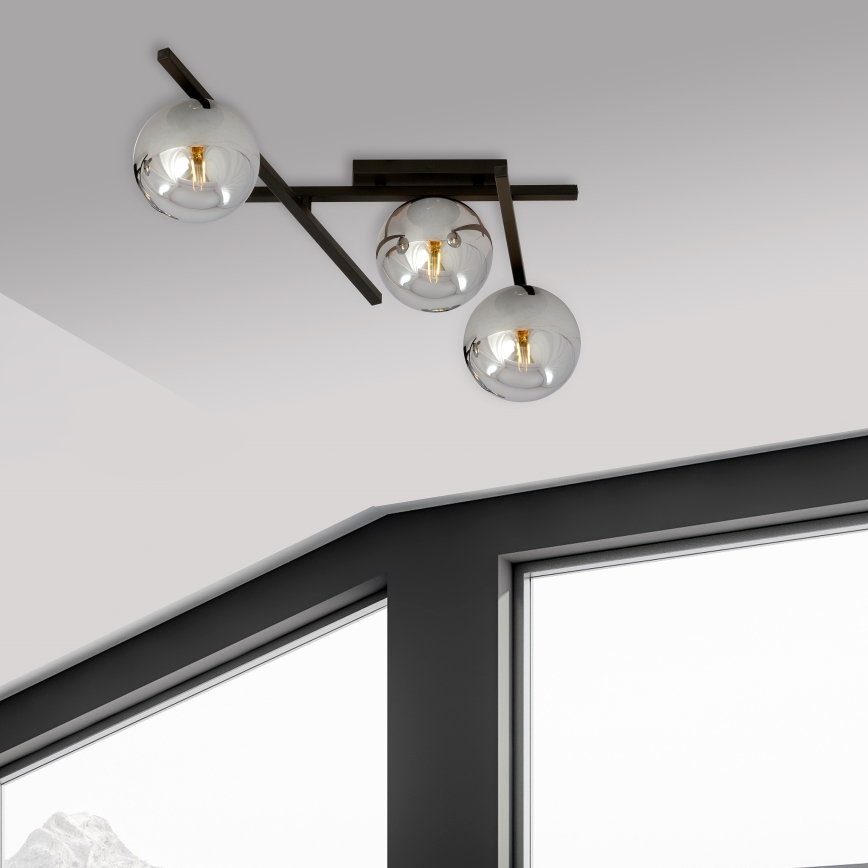 Plafón SMART 3xE14/10W/230V negro/gris