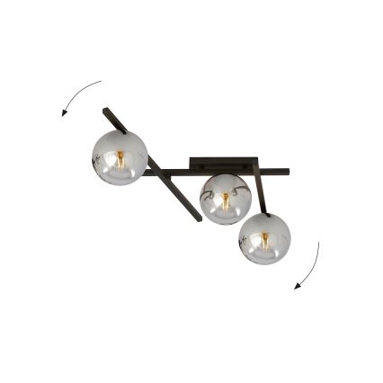 Plafón SMART 3xE14/10W/230V negro/gris