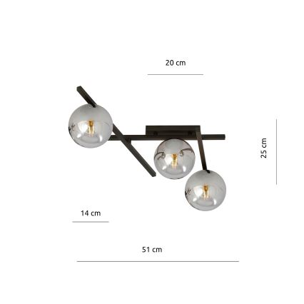 Plafón SMART 3xE14/10W/230V negro/gris