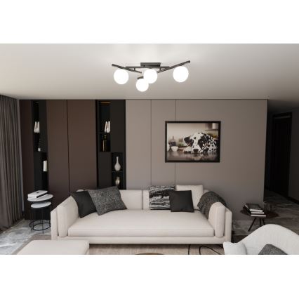 Plafón SMART 4xE14/10W/230V negro/blanco