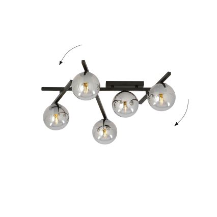 Plafón SMART 5xE14/10W/230V negro/gris