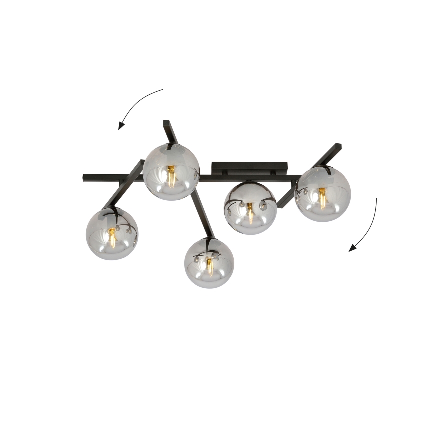 Plafón SMART 5xE14/10W/230V negro/gris