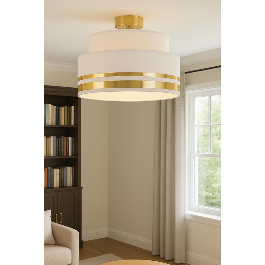 Plafón TAMI 1xE27/60W/230V diá. 40 cm beige/dorado