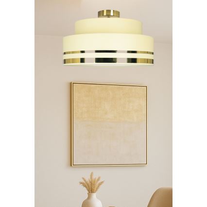 Plafón TAMI 1xE27/60W/230V diá. 40 cm beige/dorado