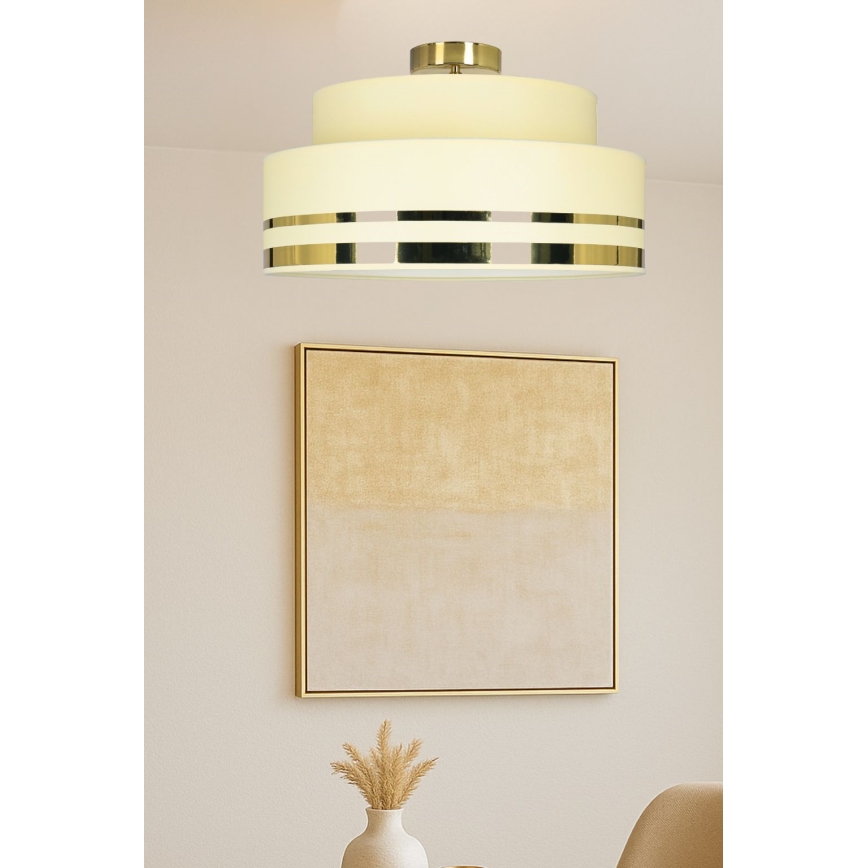 Plafón TAMI 1xE27/60W/230V diá. 40 cm beige/dorado