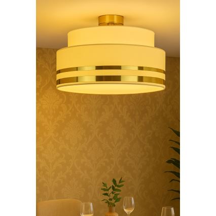 Plafón TAMI 1xE27/60W/230V diá. 40 cm beige/dorado